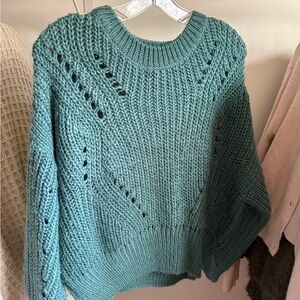 Cotton Candy Aqua Knit Crew Neck Sweater